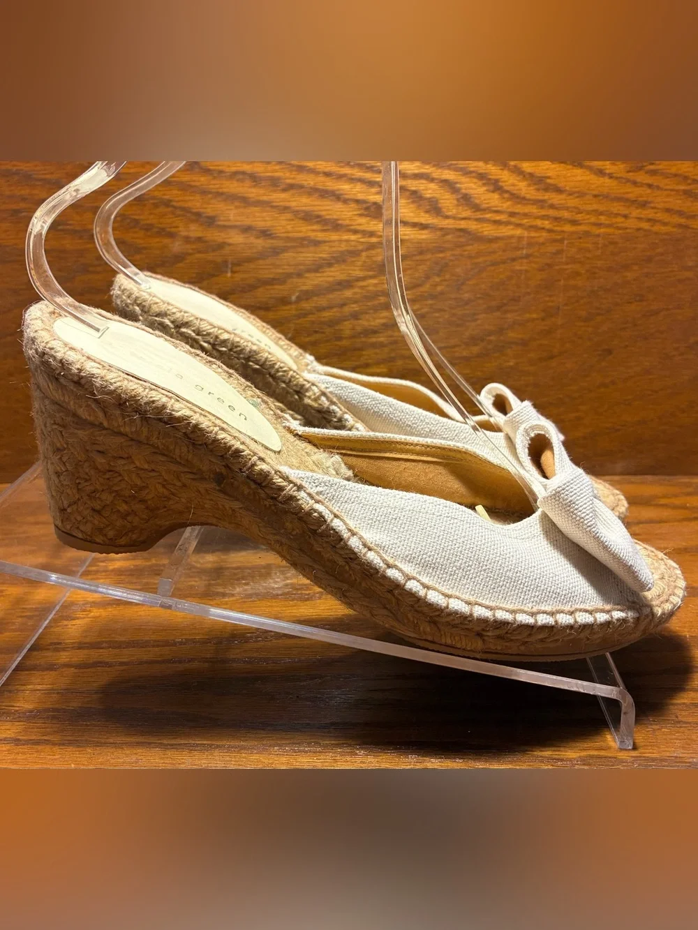 Patricia Green Canvas Bow Espadrille Slide Sandals Cream Size EU 39 US 8.5